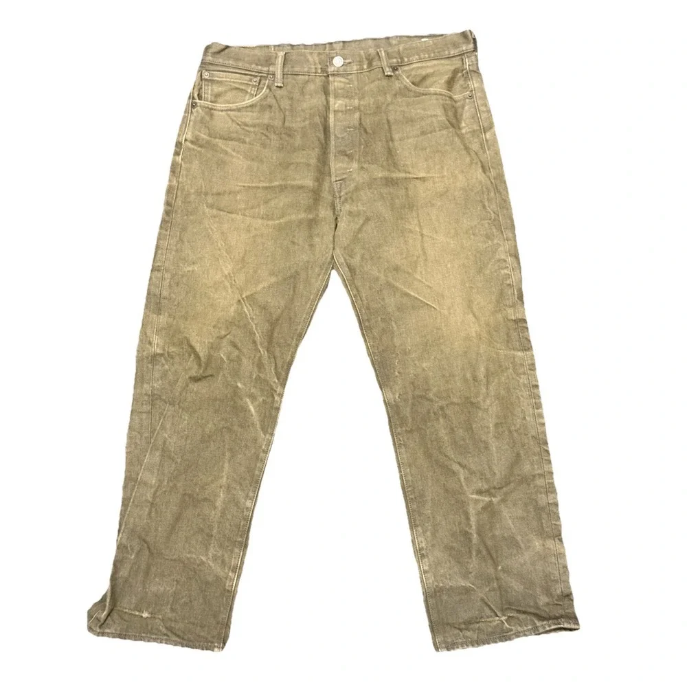 Levi's 501 White Oak Cone Green Denim Minimally Distressed Jeans‎